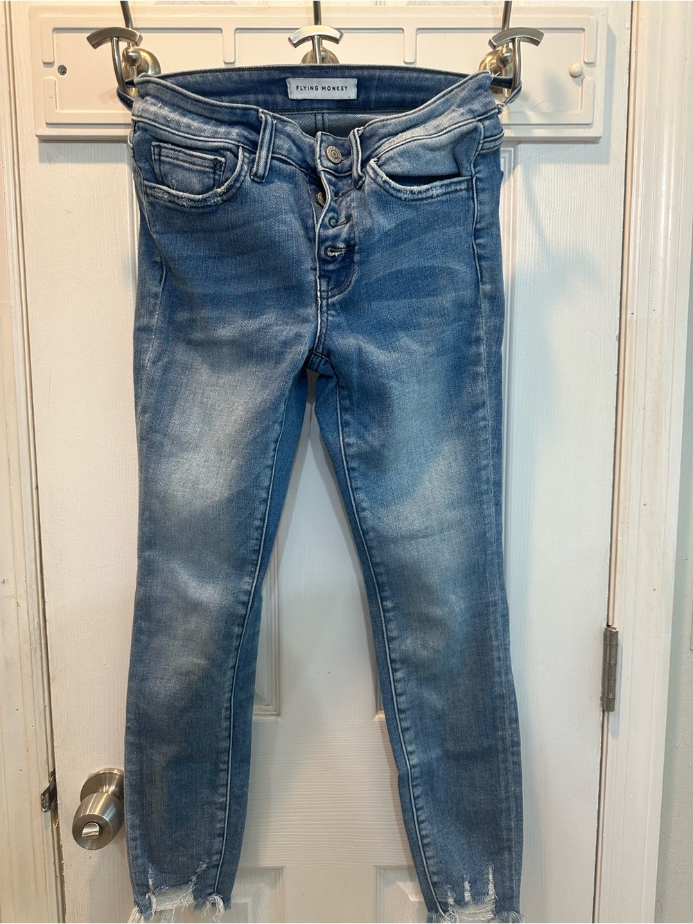 Flying Monkey Light Blue Distressed Ankle Skinny Jeans